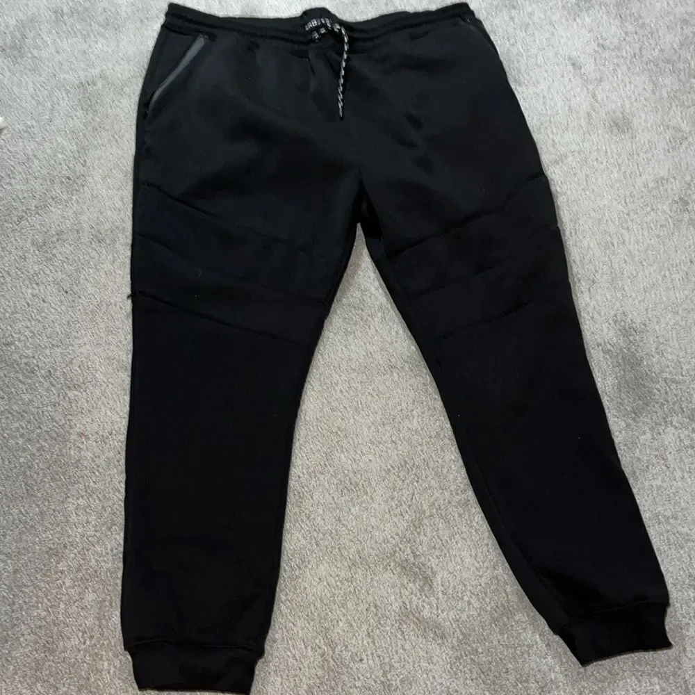 Big Man Black ZOO YORK Cuffed Track Sweat Jogger Fleece Urban Pants Sweatpants